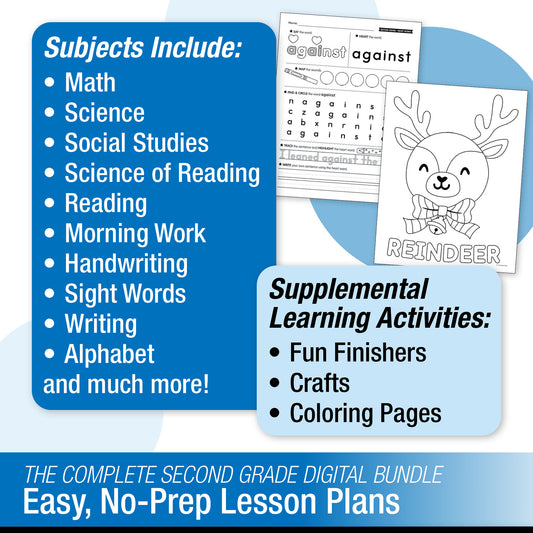 Printable Second Grade December Thematic Unit Bundle