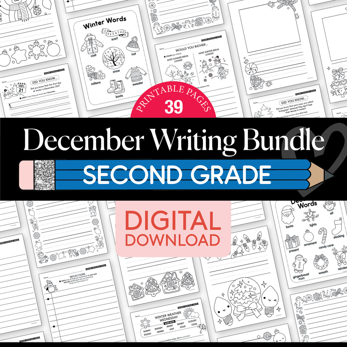 Printable Second Grade December Writing Bundle