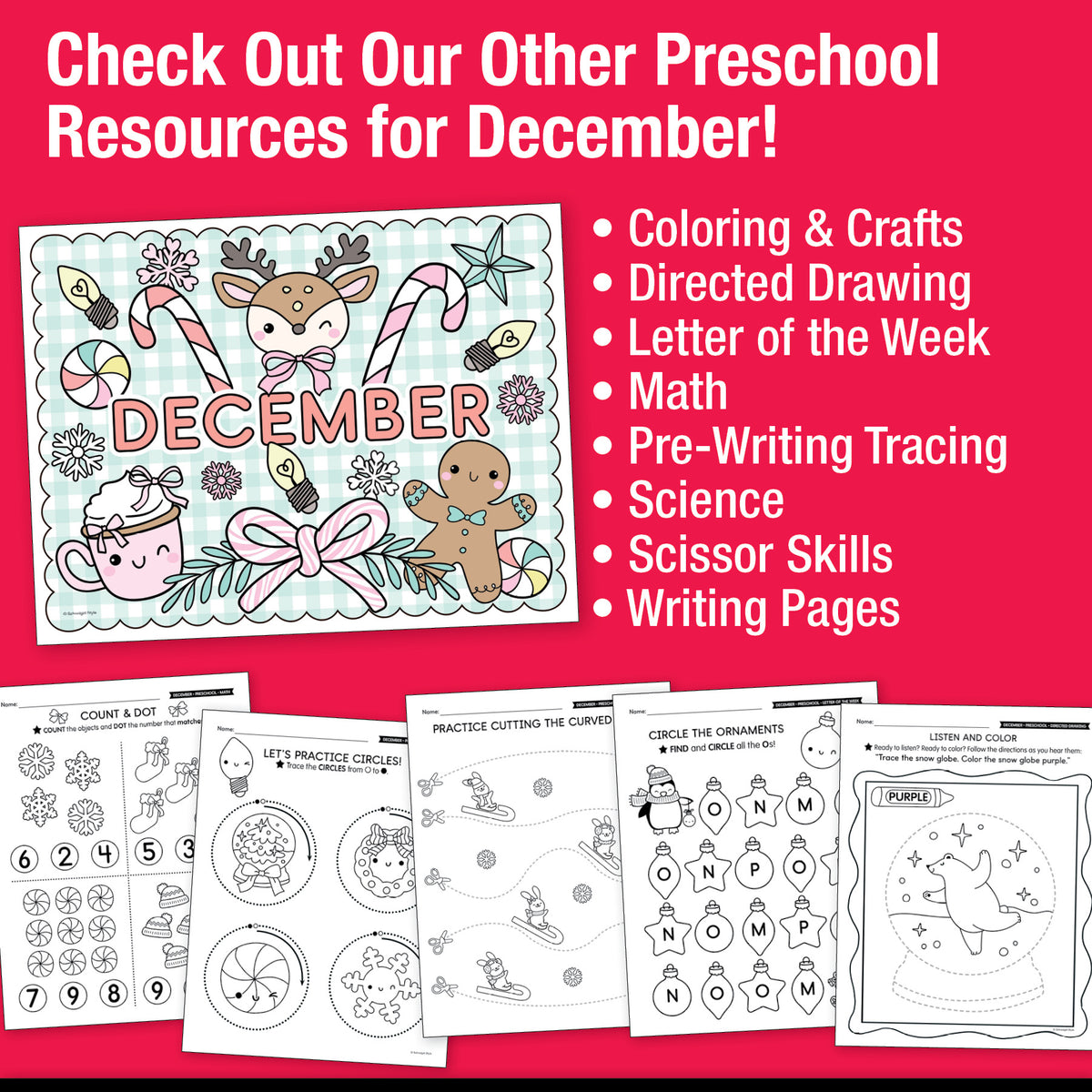 Printable Preschool December Alphabet Center Activities