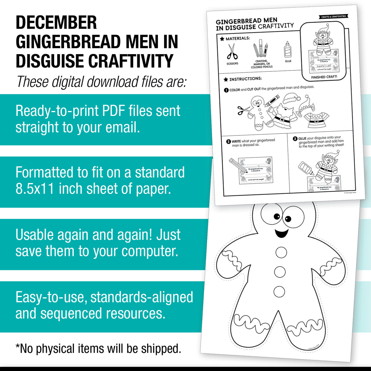 Printable December Gingerbread Men In Disguise Craft