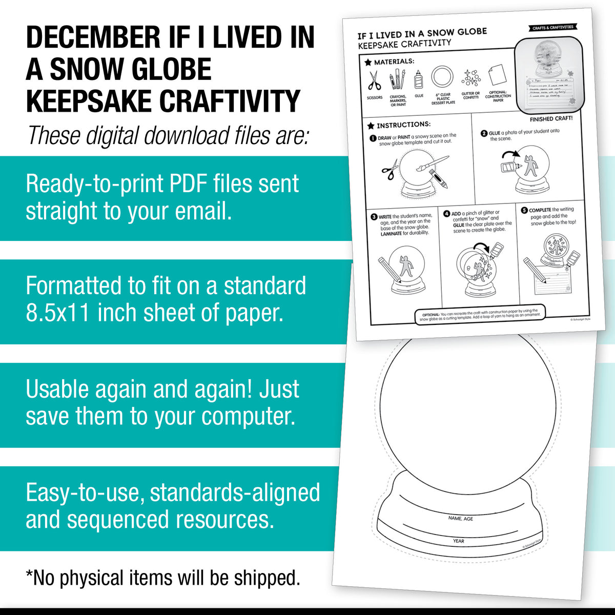 Printable December "If I Lived In A Snow Globe" Snow Globe Keepsake Craftivity