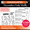 Load image into Gallery viewer, Printable Kindergarten December Daily Math Worksheets
