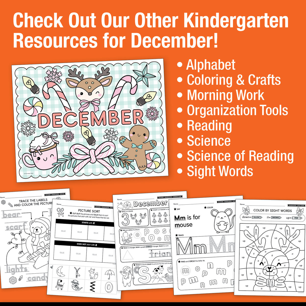 Printable Kindergarten December Daily Math Worksheets