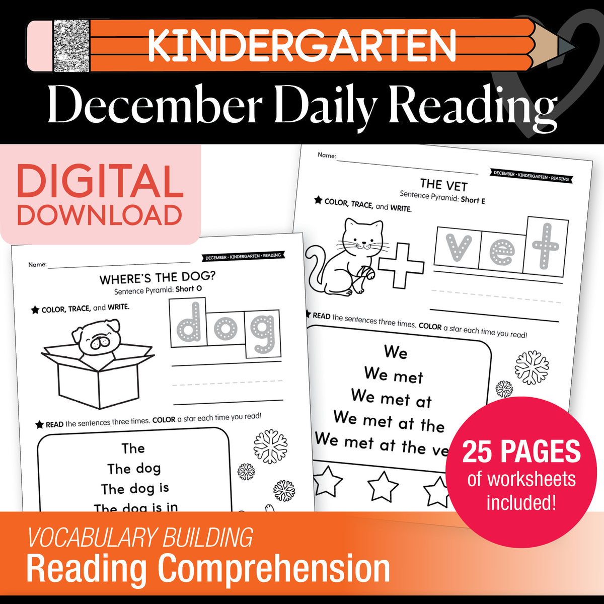 Printable Kindergarten December Daily Reading