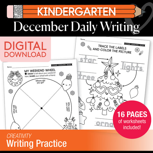Printable Kindergarten December Daily Writing