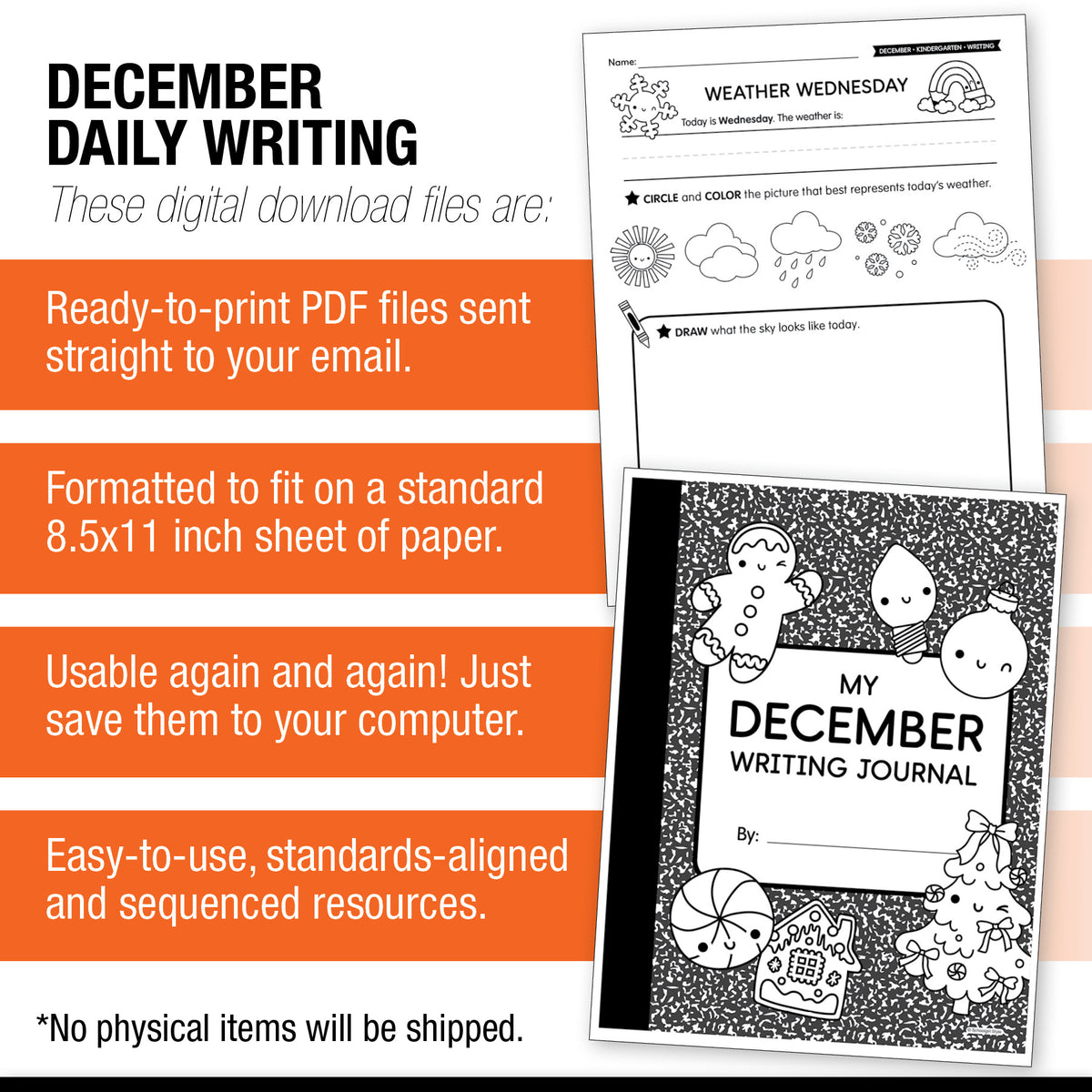 Printable Kindergarten December Daily Writing