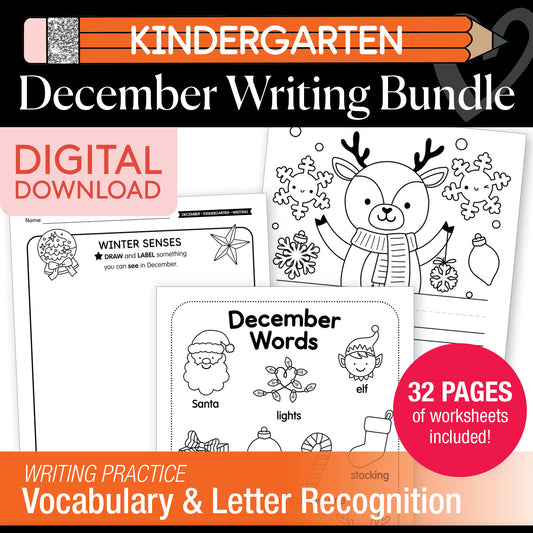 Printable Kindergarten December Writing Bundle