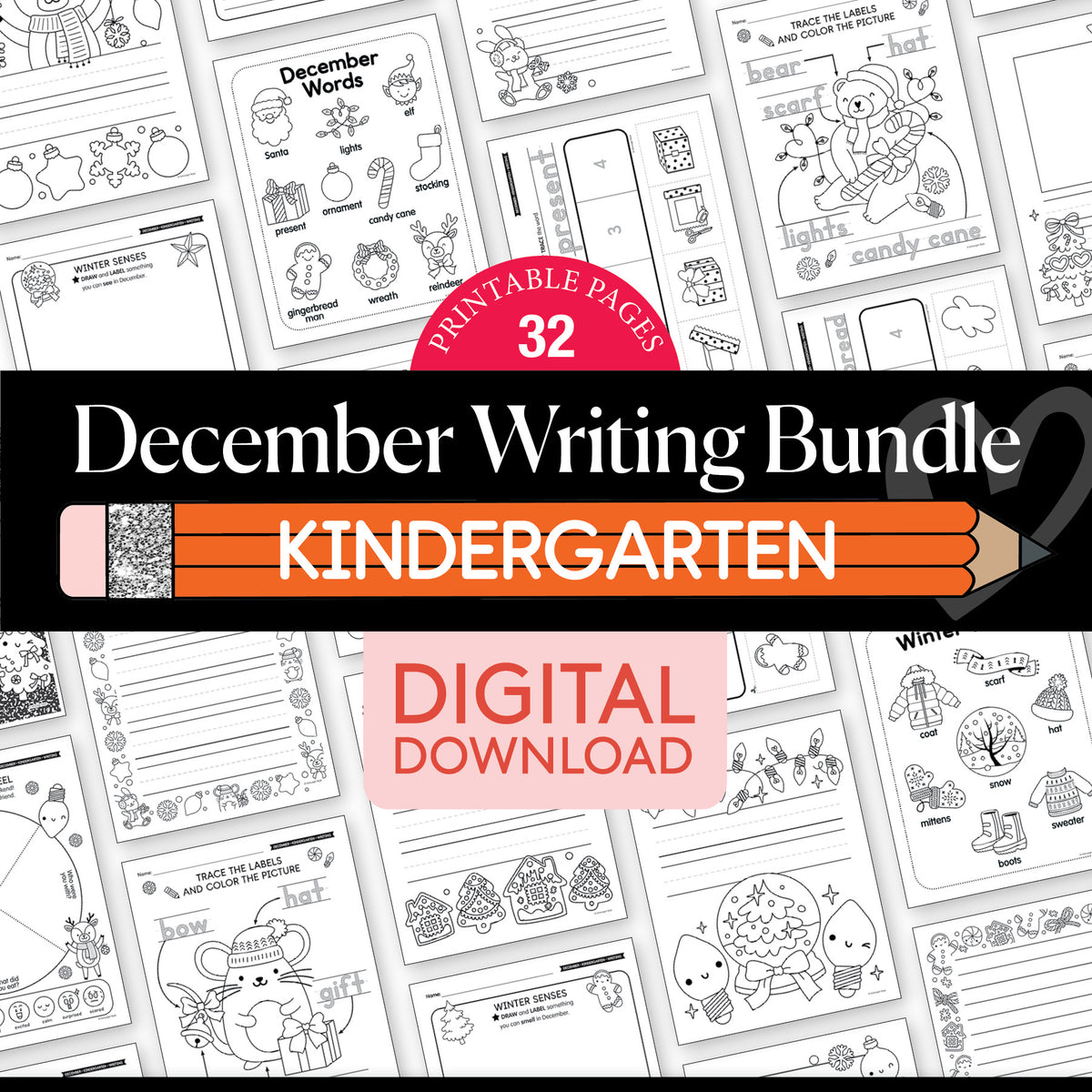 Printable Kindergarten December Writing Bundle