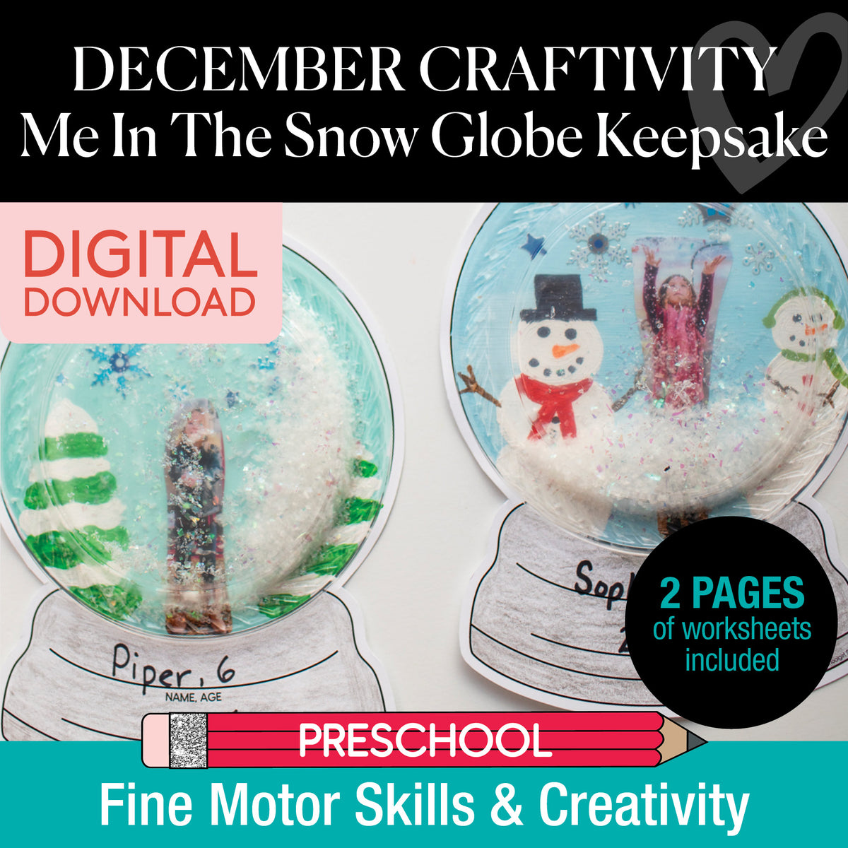 Printable December "Me in Snow" Snow Globe Keepsake Craftivity