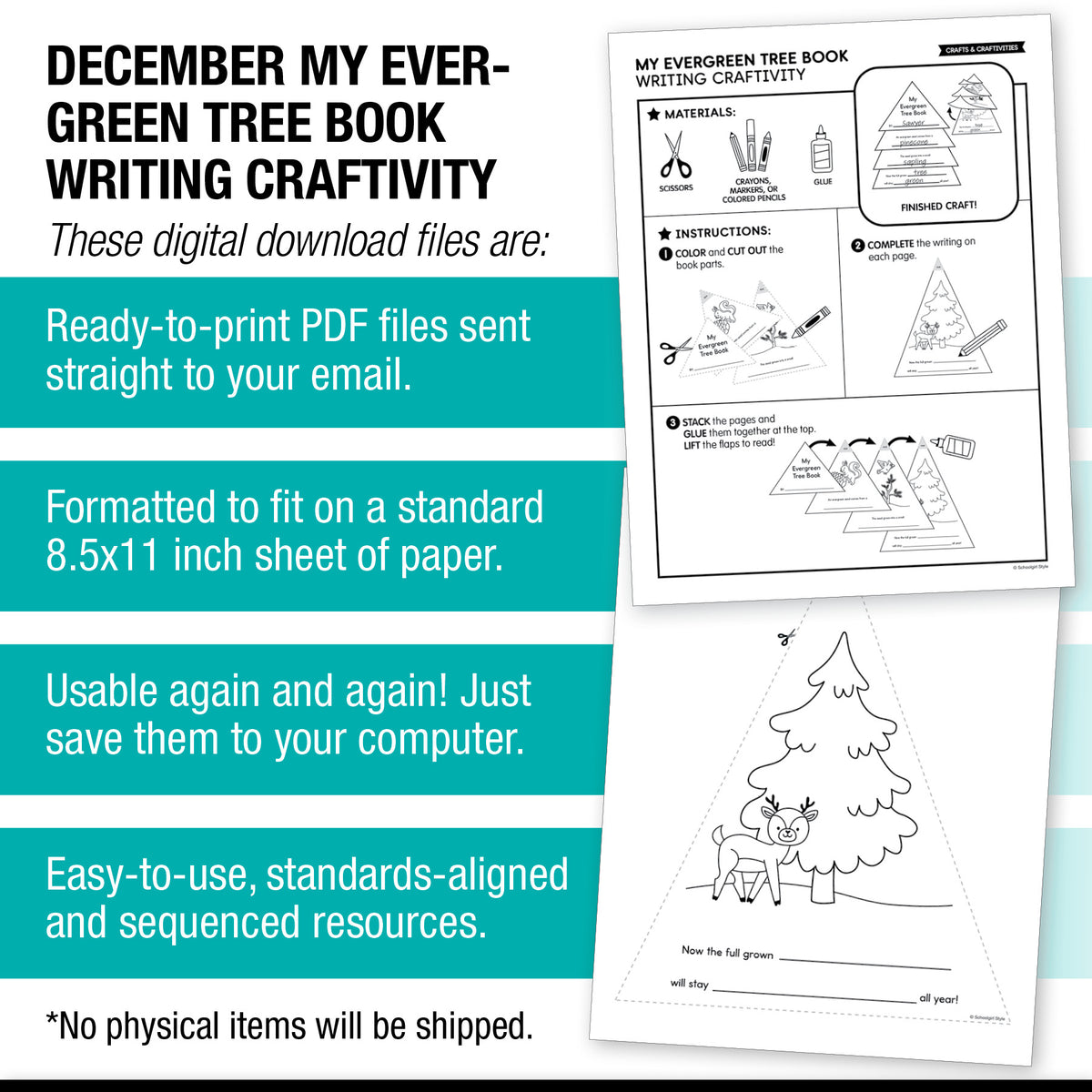 Printable December My Evergreen Tree Book Writing Craftivity