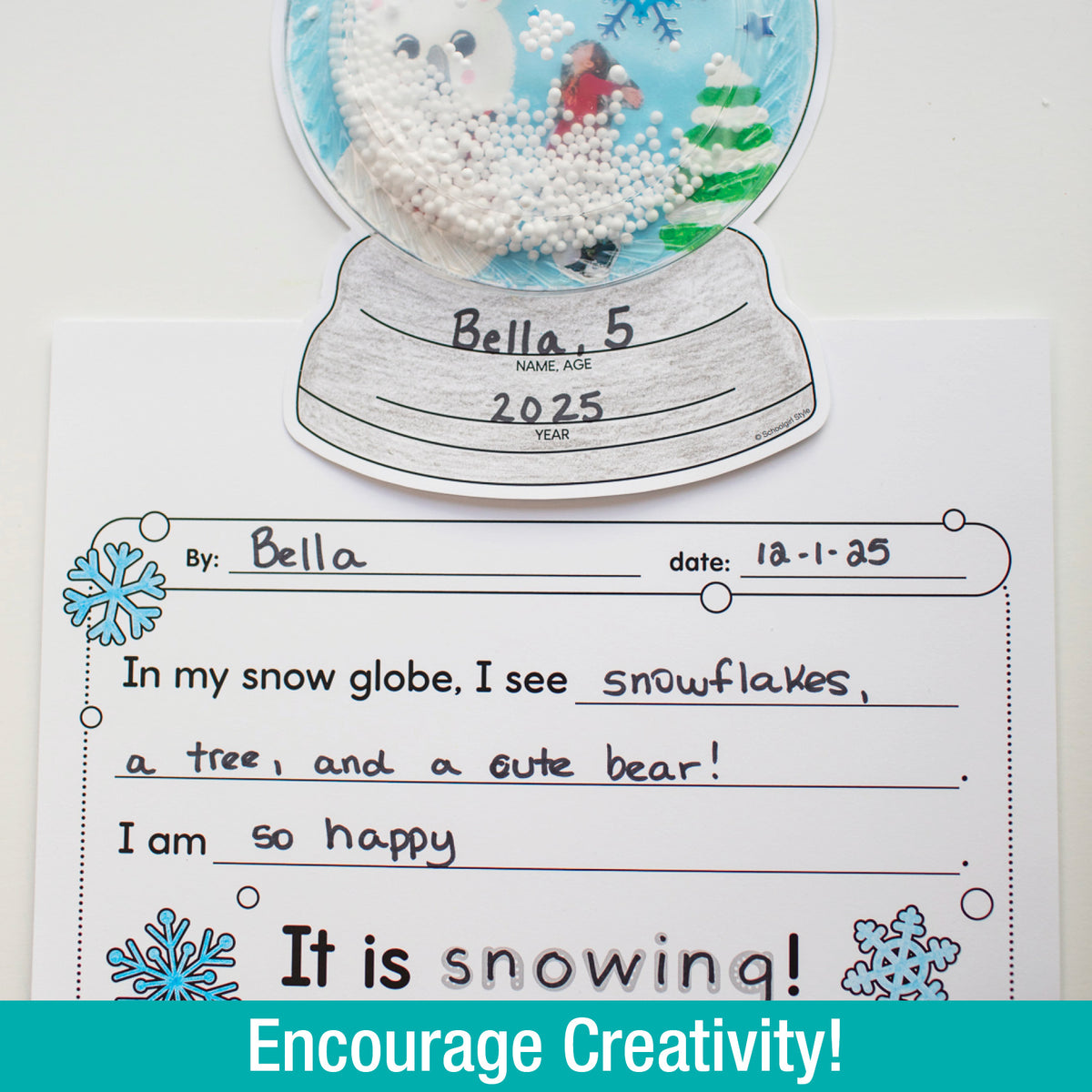 Printable December "My Snowy Day" Snow Globe Keepsake Craftivity