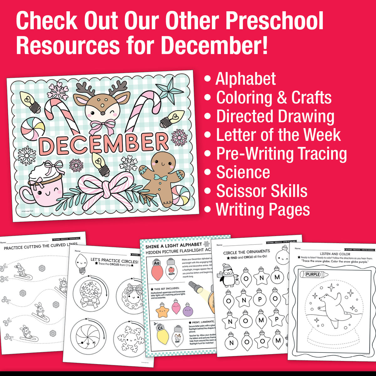 Printable Preschool December Daily Math