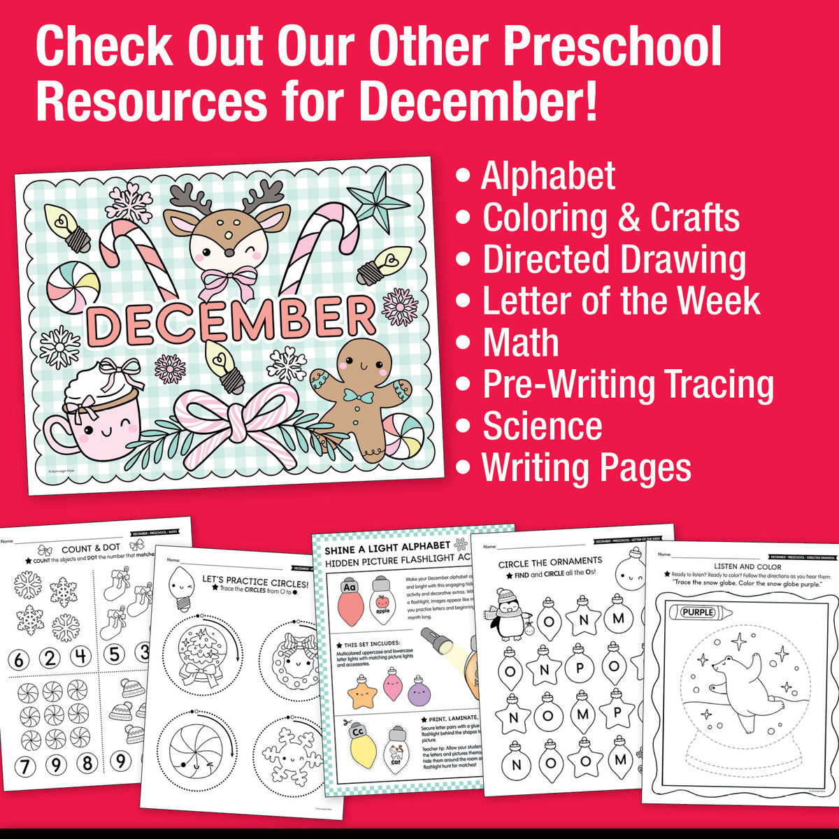 Printable Preschool December Daily Scissor Skills