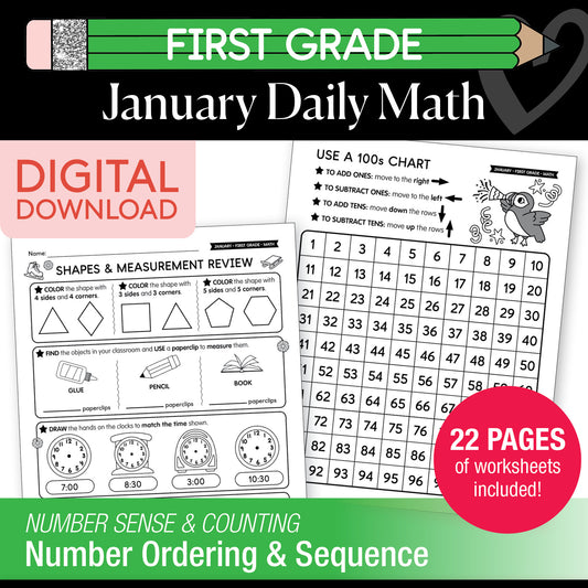 Printable First Grade January Daily Math