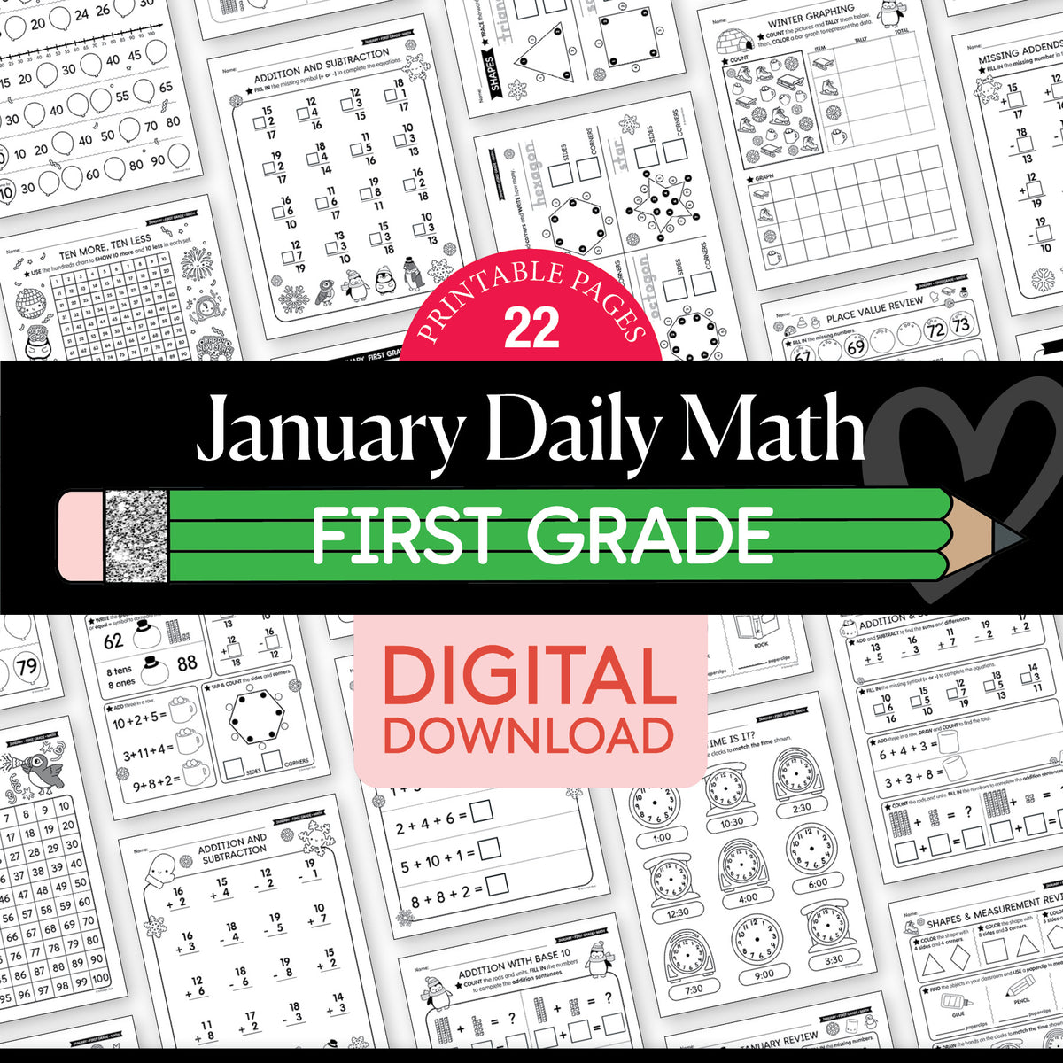 Printable First Grade January Daily Math
