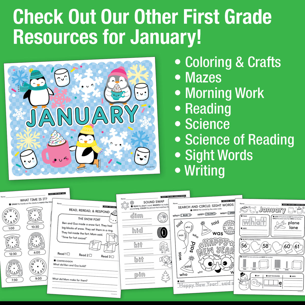 Printable First Grade January Daily Math