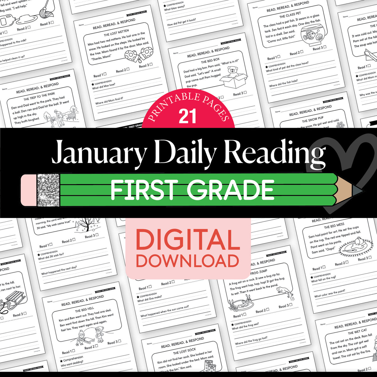 Printable First Grade January Daily Reading