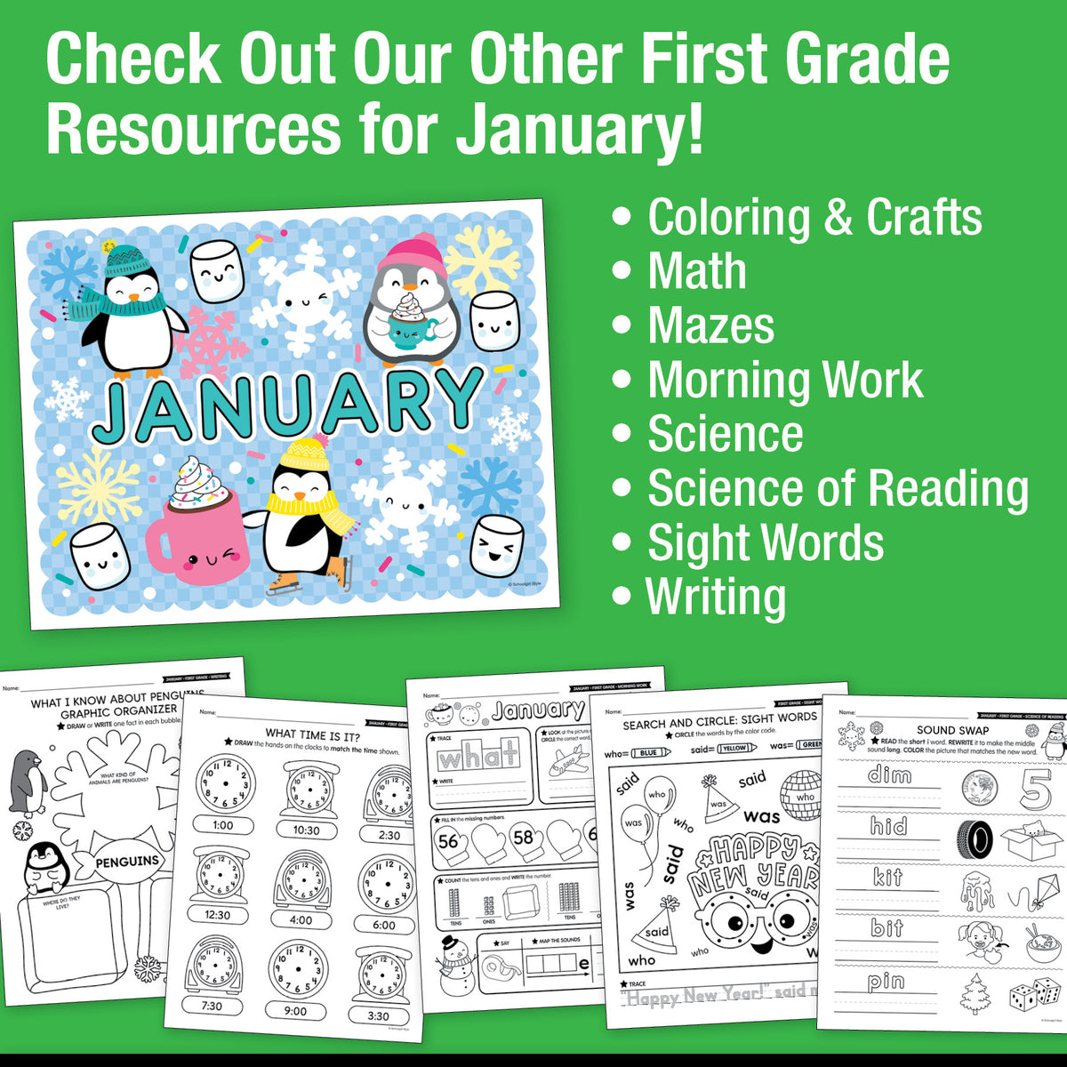 Printable First Grade January Daily Reading