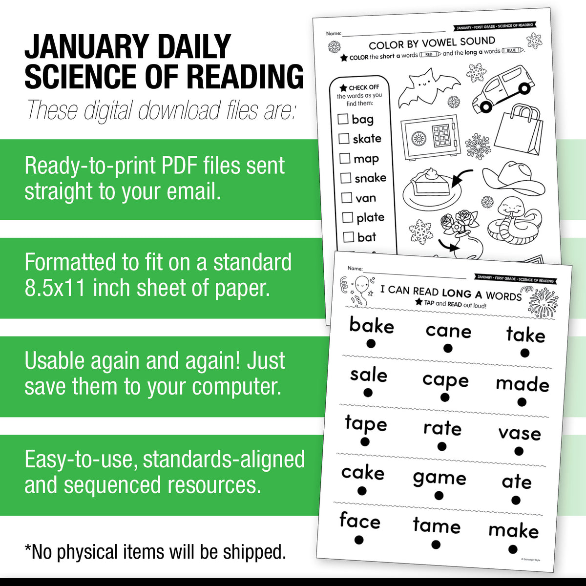 Printable First Grade January Daily Science of Reading