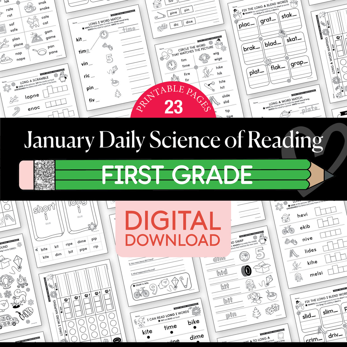 Printable First Grade January Daily Science of Reading