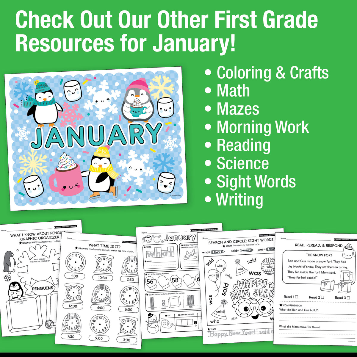 Printable First Grade January Daily Science of Reading