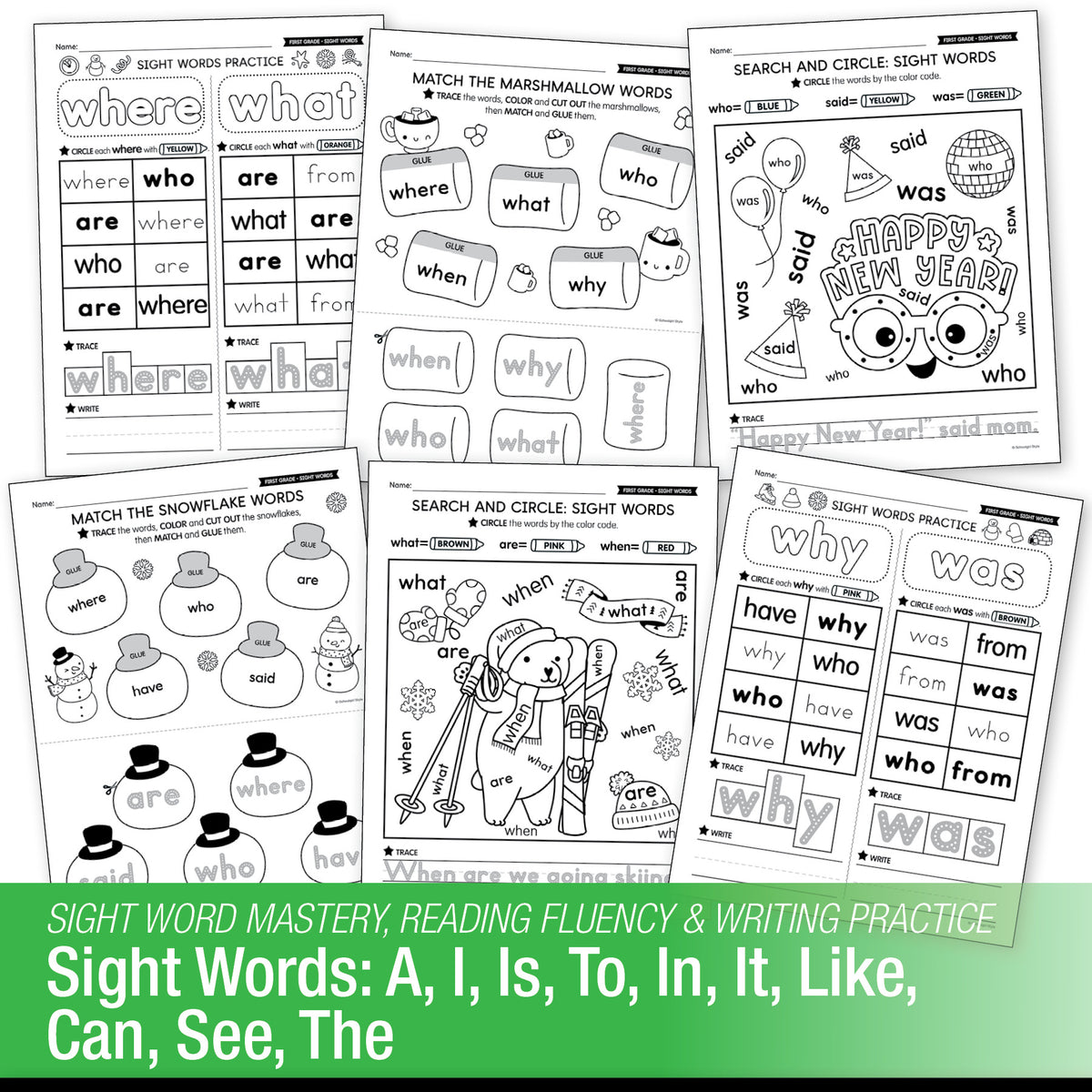 Printable First Grade January Daily Sight Words