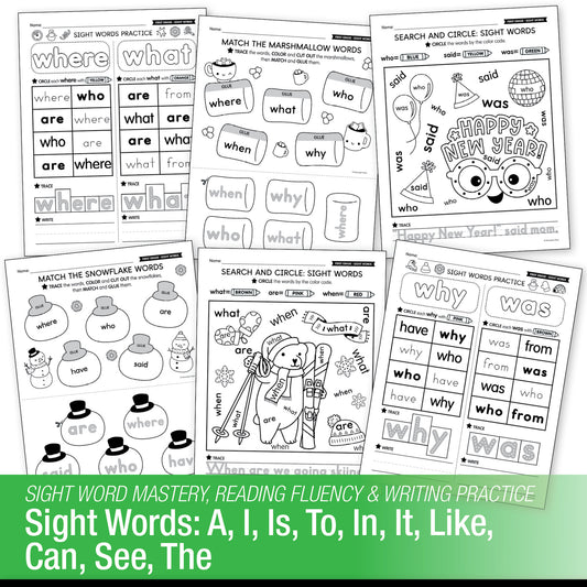 Printable First Grade January Daily Sight Words