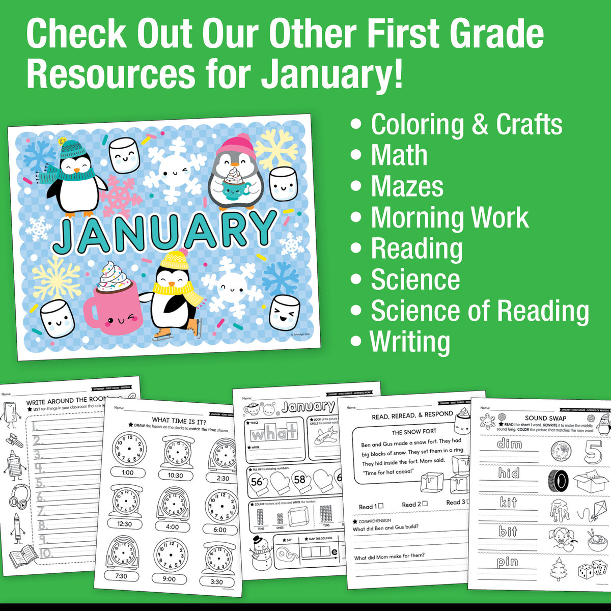Printable First Grade January Daily Sight Words