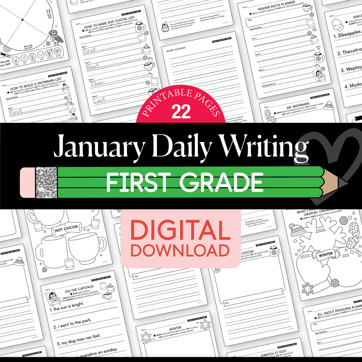 Printable First Grade January Daily Writing
