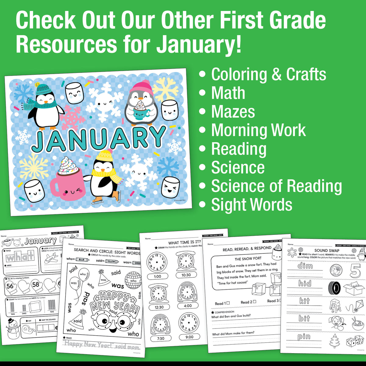 Printable First Grade January Daily Writing
