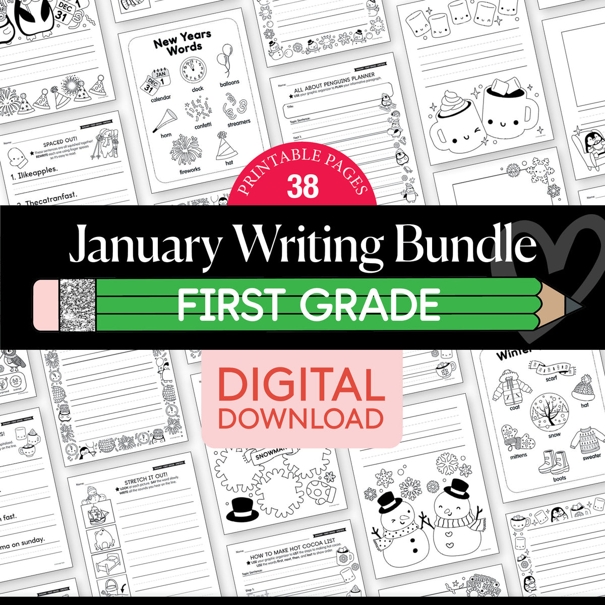 Printable First Grade January Writing Bundle