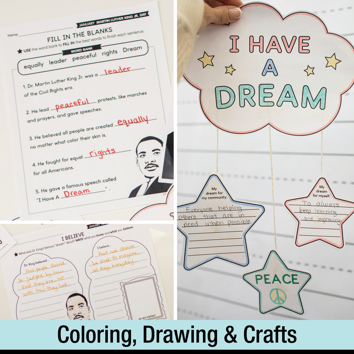 Printable January First and Second Grade Martin Luther King Day Activities