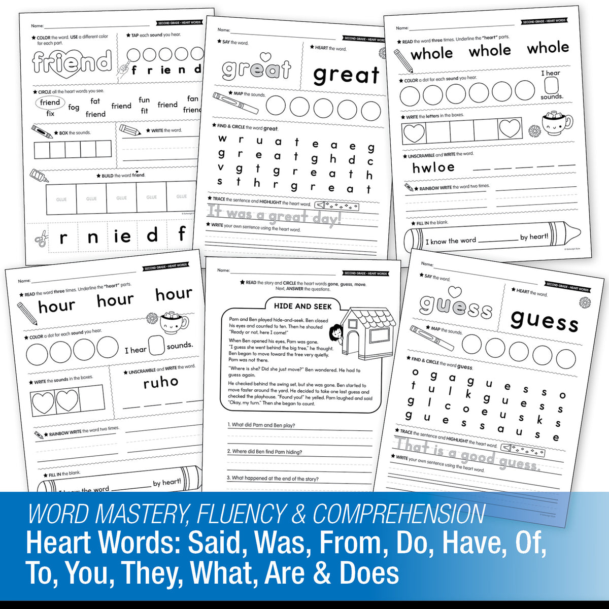Printable Second Grade January Daily Heart Words
