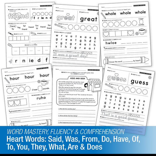 Printable Second Grade January Daily Heart Words