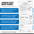 Load image into Gallery viewer, Printable Second Grade January Daily Heart Words

