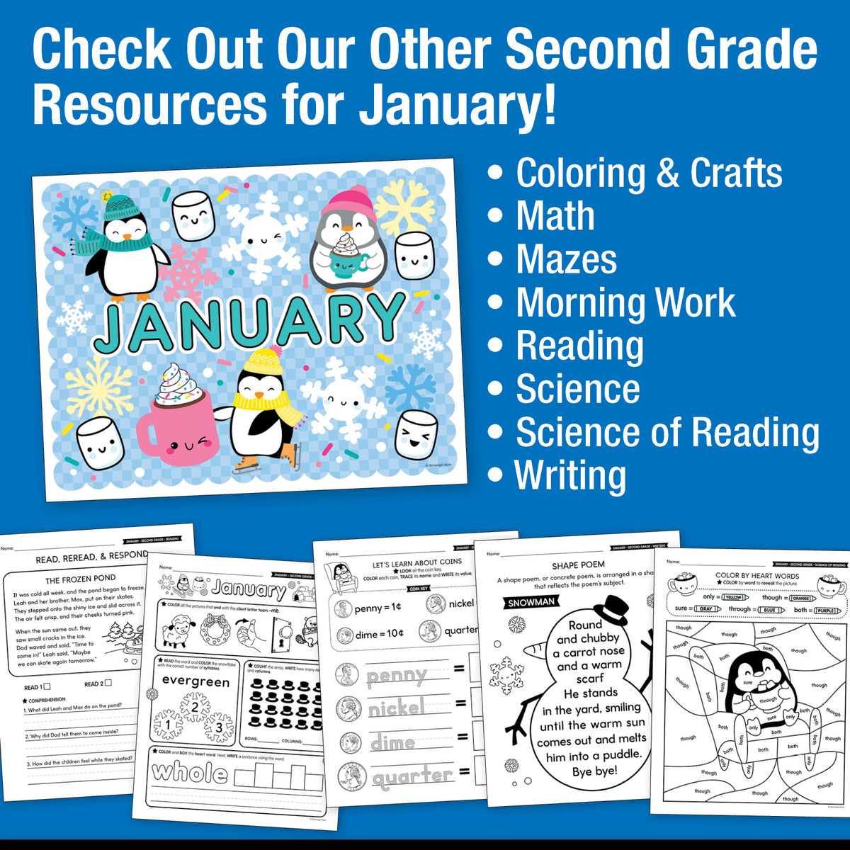 Printable Second Grade January Daily Heart Words