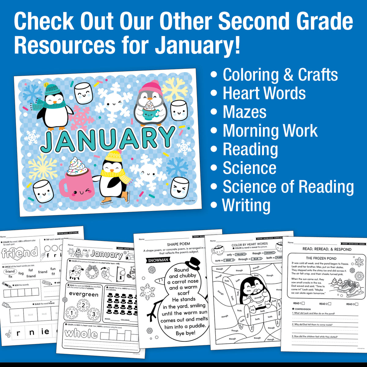 Printable Second Grade January Daily Math
