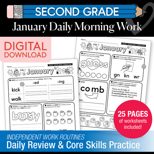 Printable Second Grade January Daily Morning Work
