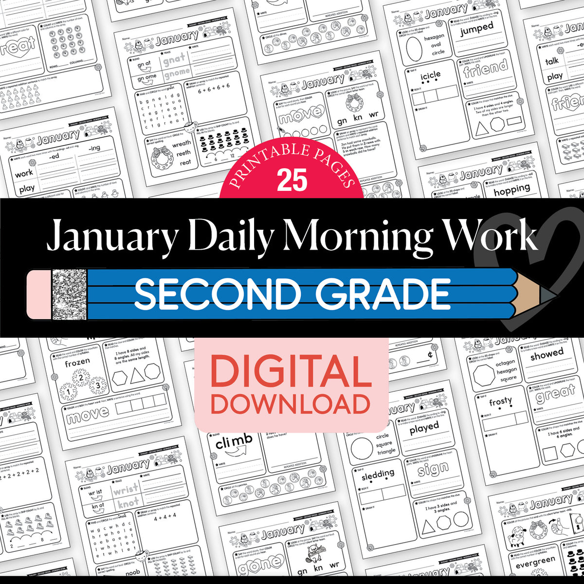 Printable Second Grade January Daily Morning Work