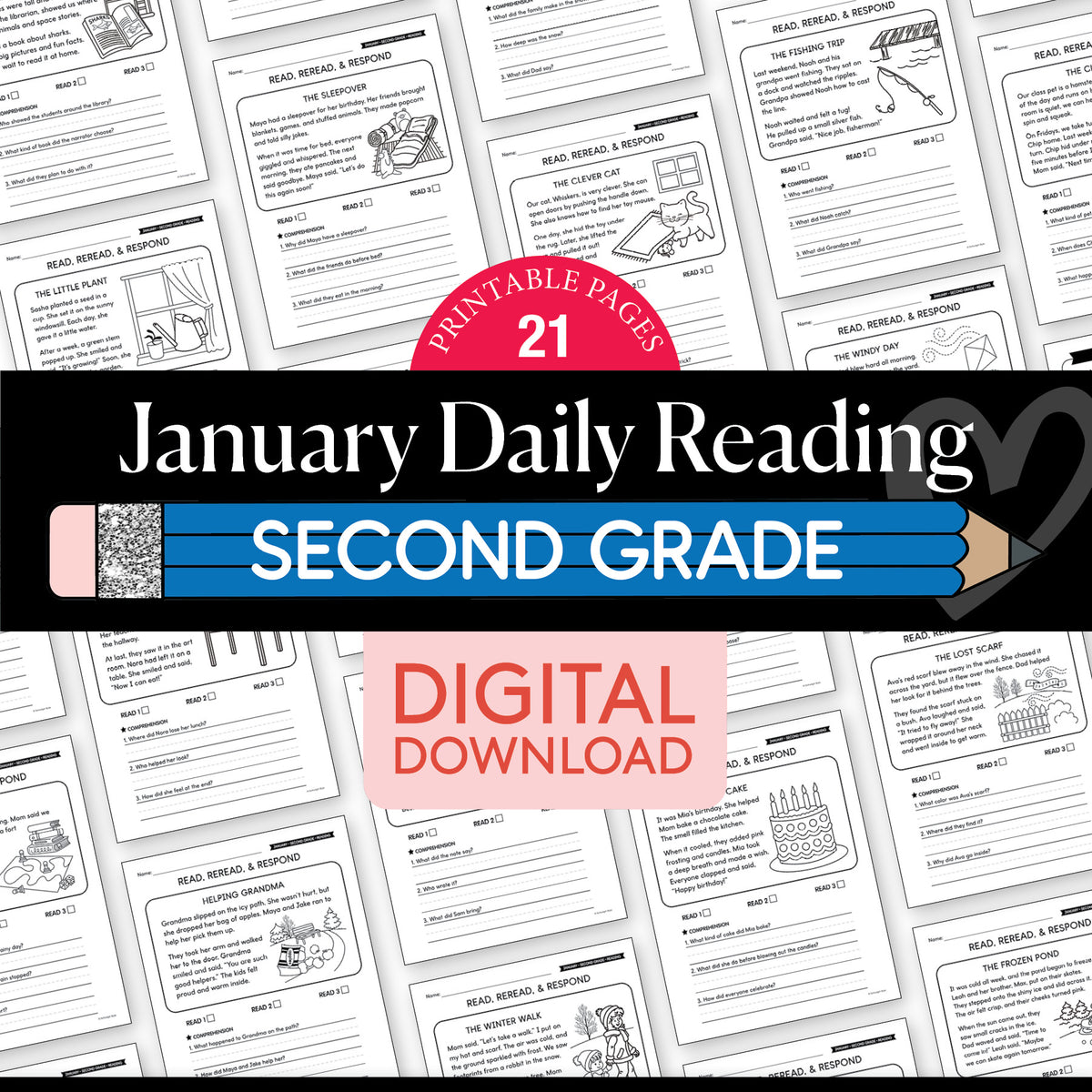 Printable Second Grade January Daily Reading