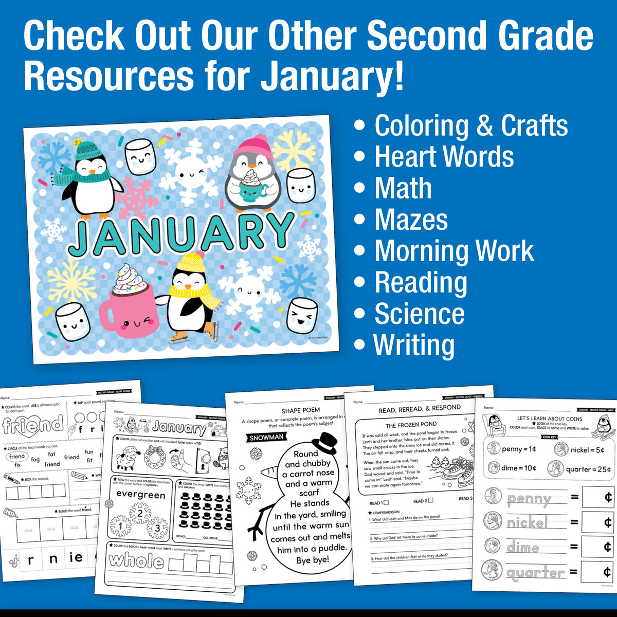 Printable Second Grade January Daily Science of Reading