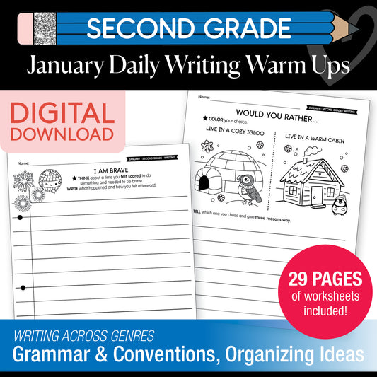 Printable Second Grade January Daily Writing