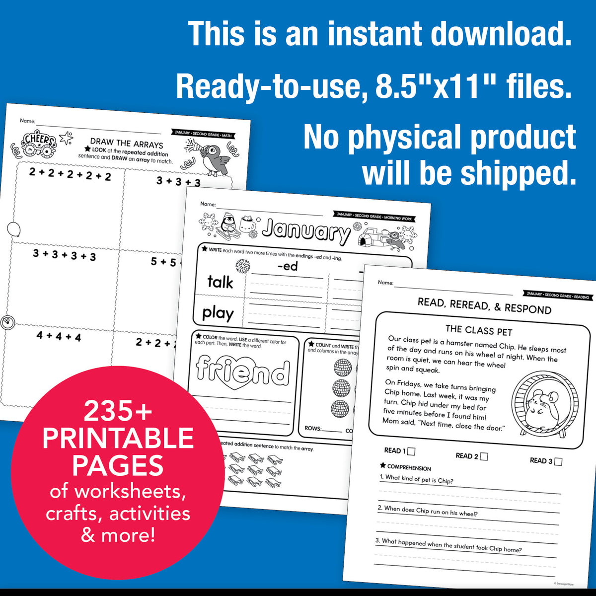 Printable Second Grade January Thematic Unit Bundle