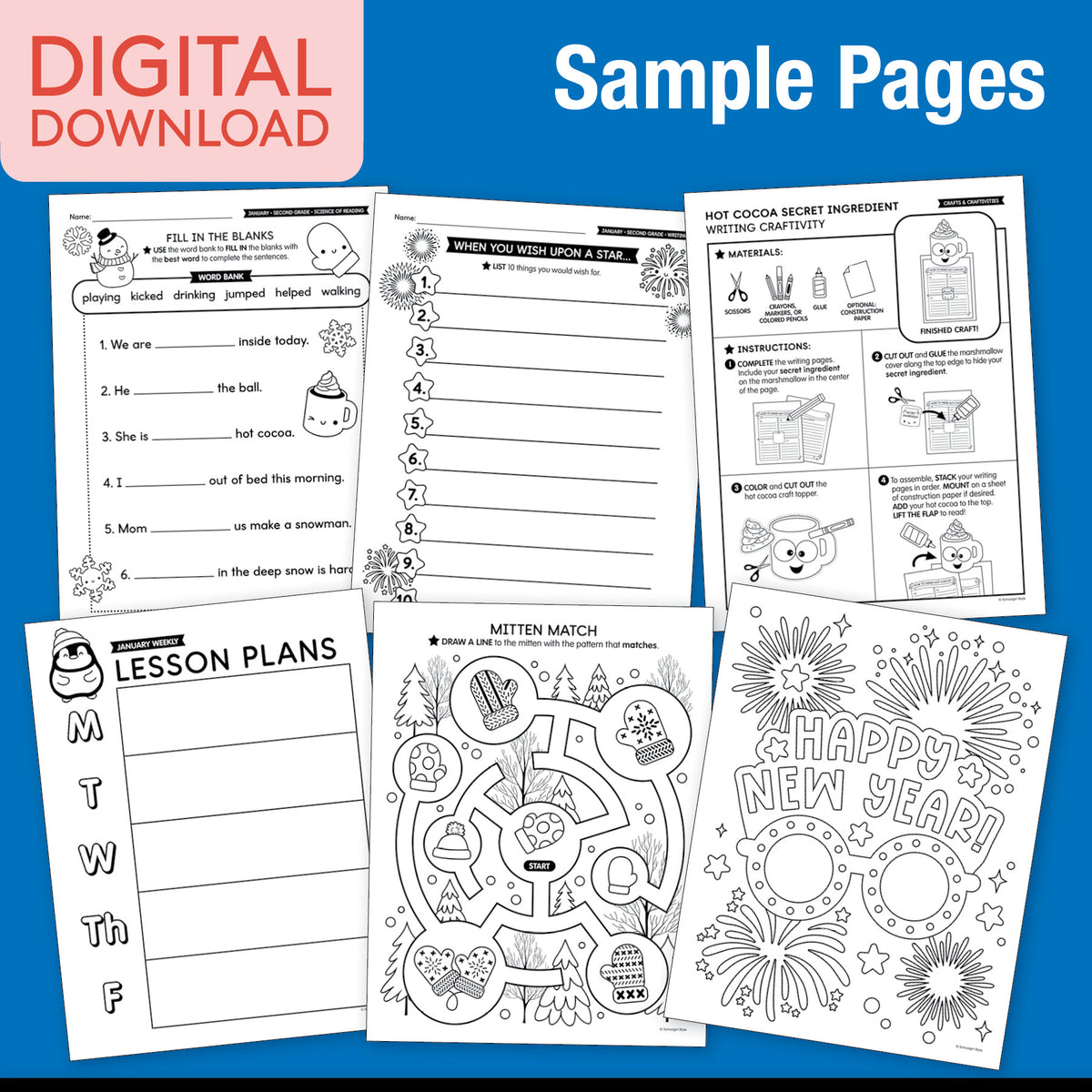 Printable Second Grade January Thematic Unit Bundle