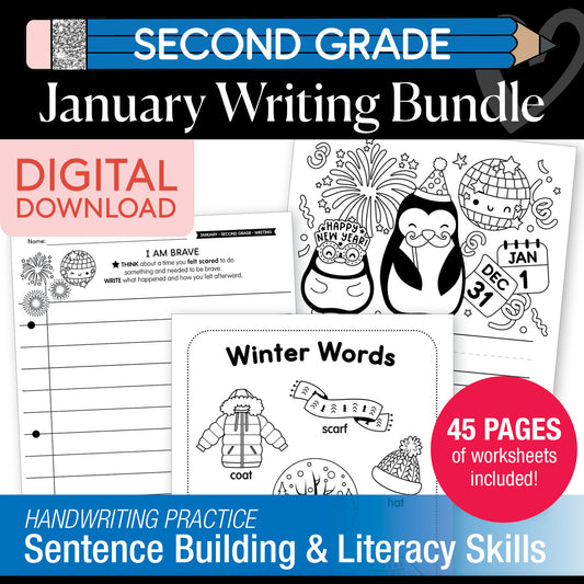 Printable Second Grade January Writing Bundle