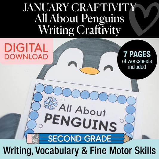 Printable January All About Penguins Writing Craftivity