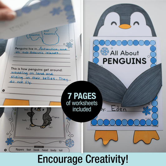 Printable January All About Penguins Writing Craftivity