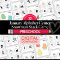 Load image into Gallery viewer, Printable Preschool January Alphabet Center Snowman Stack Game
