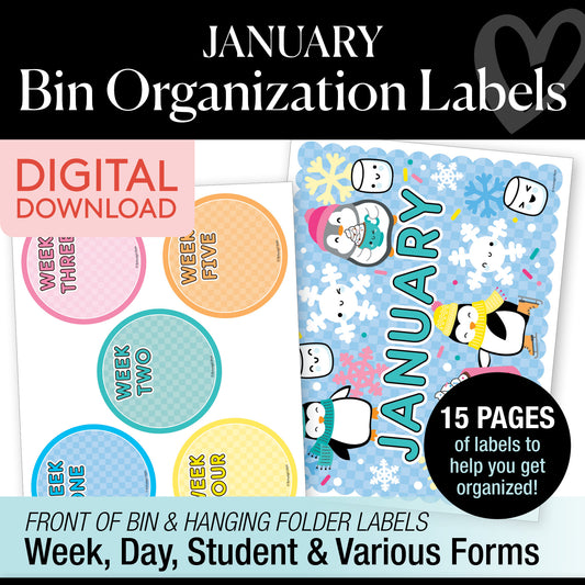 Printable January Bin Organization Labels