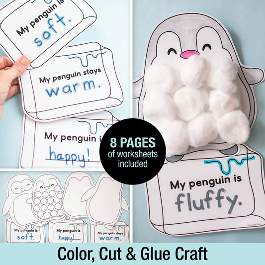 Printable January Cotton Ball Penguin Craftivity